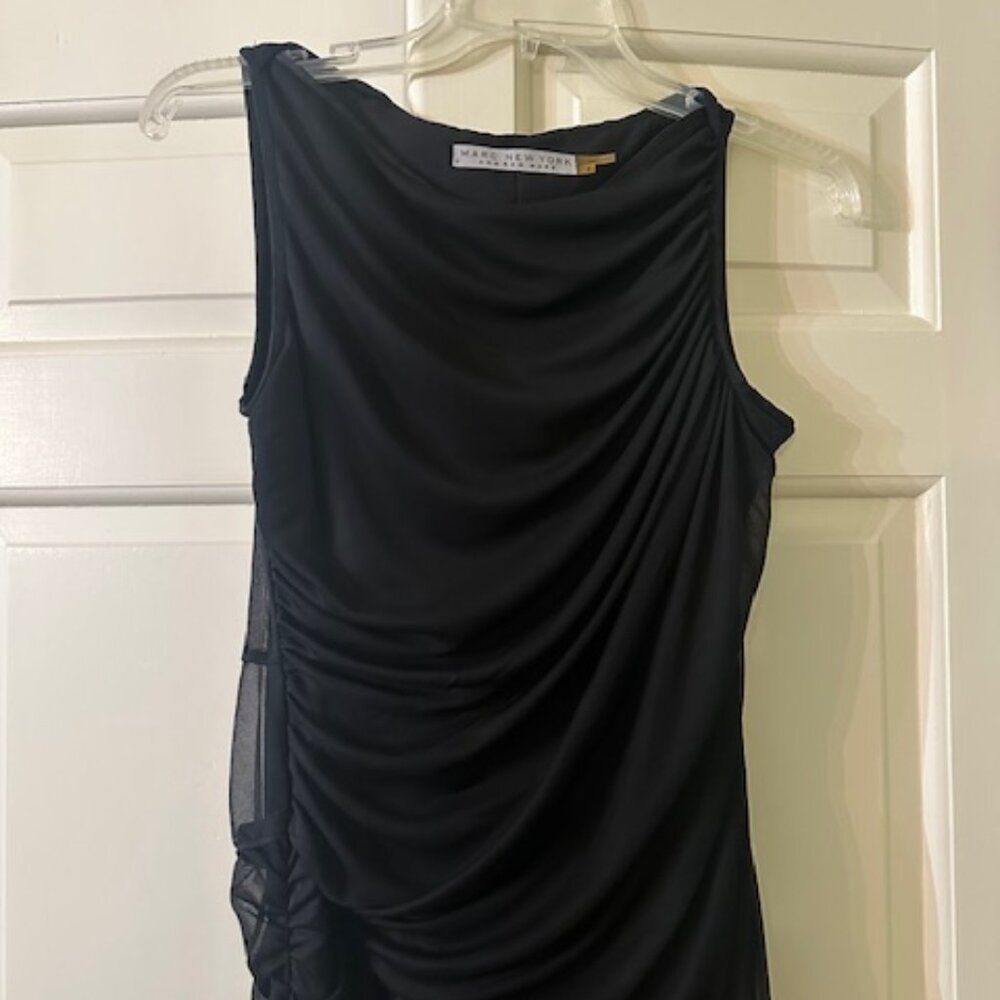 Ruched, Sleeveless Black Dress